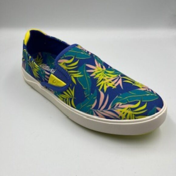 NEW Olukai Lae’ahi Pa’l Aloha Sneakers Mens Size 10.5 Convertible Heel Blue Leaf - Picture 1 of 14